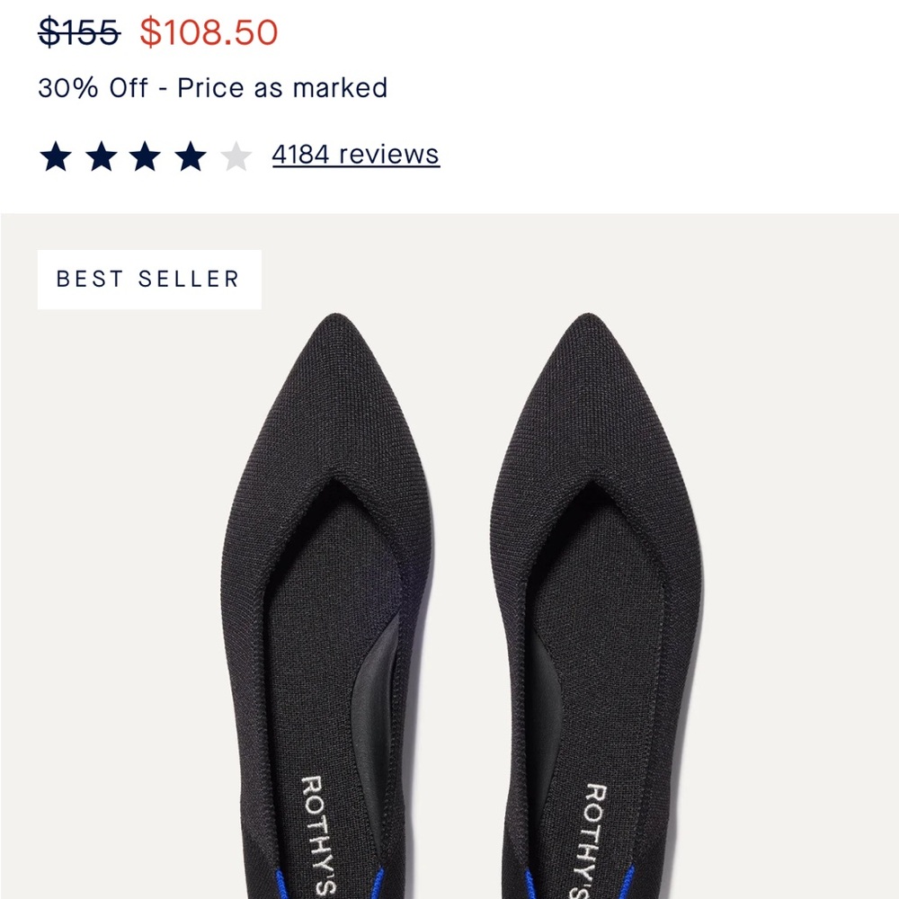 Rothy's Black Pointed Toe Flats